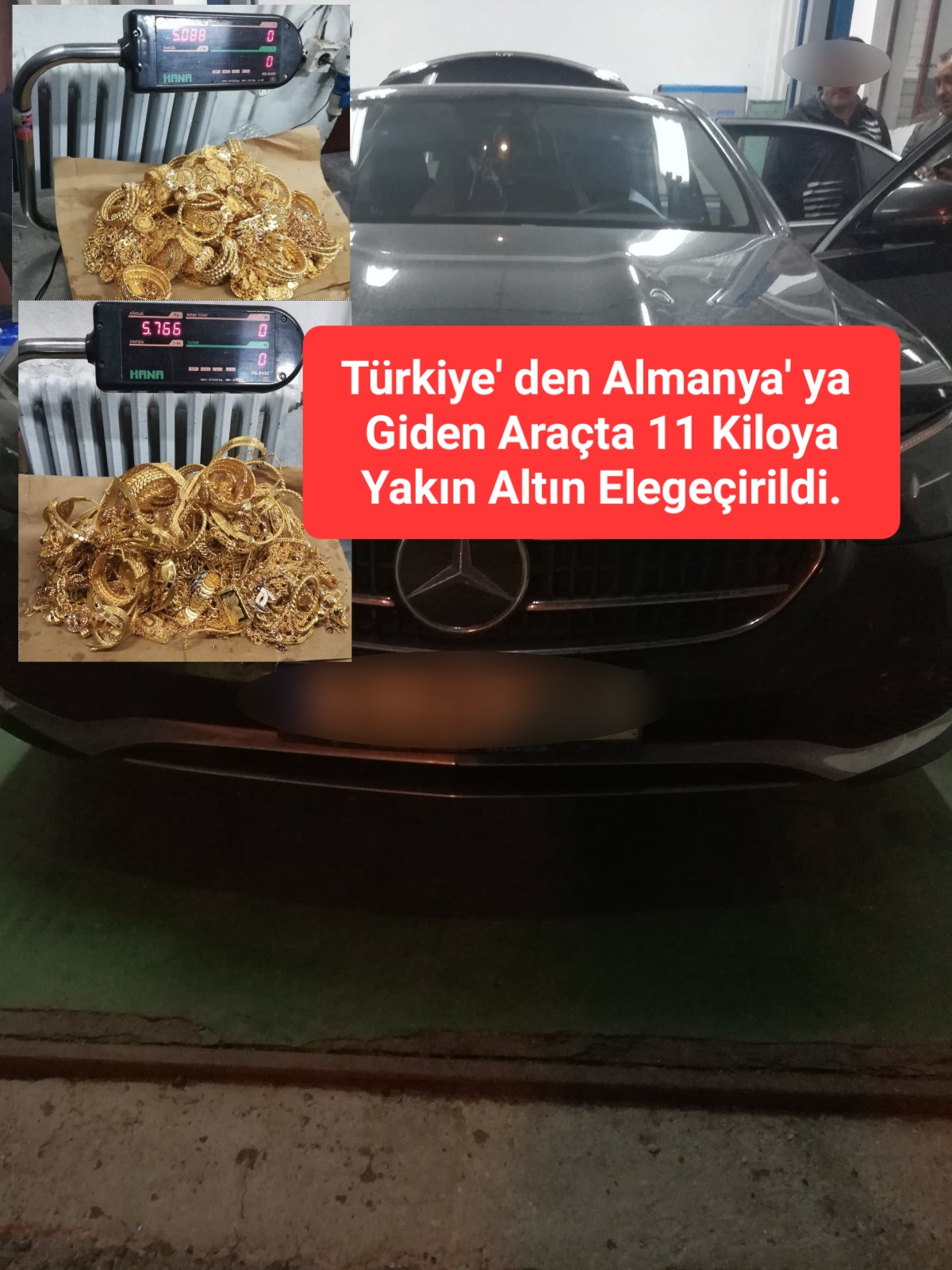 Türkiye’ den Almanya’ ya Giden Araçta 11 Kiloya Yakın Altın Elegeçirildi.