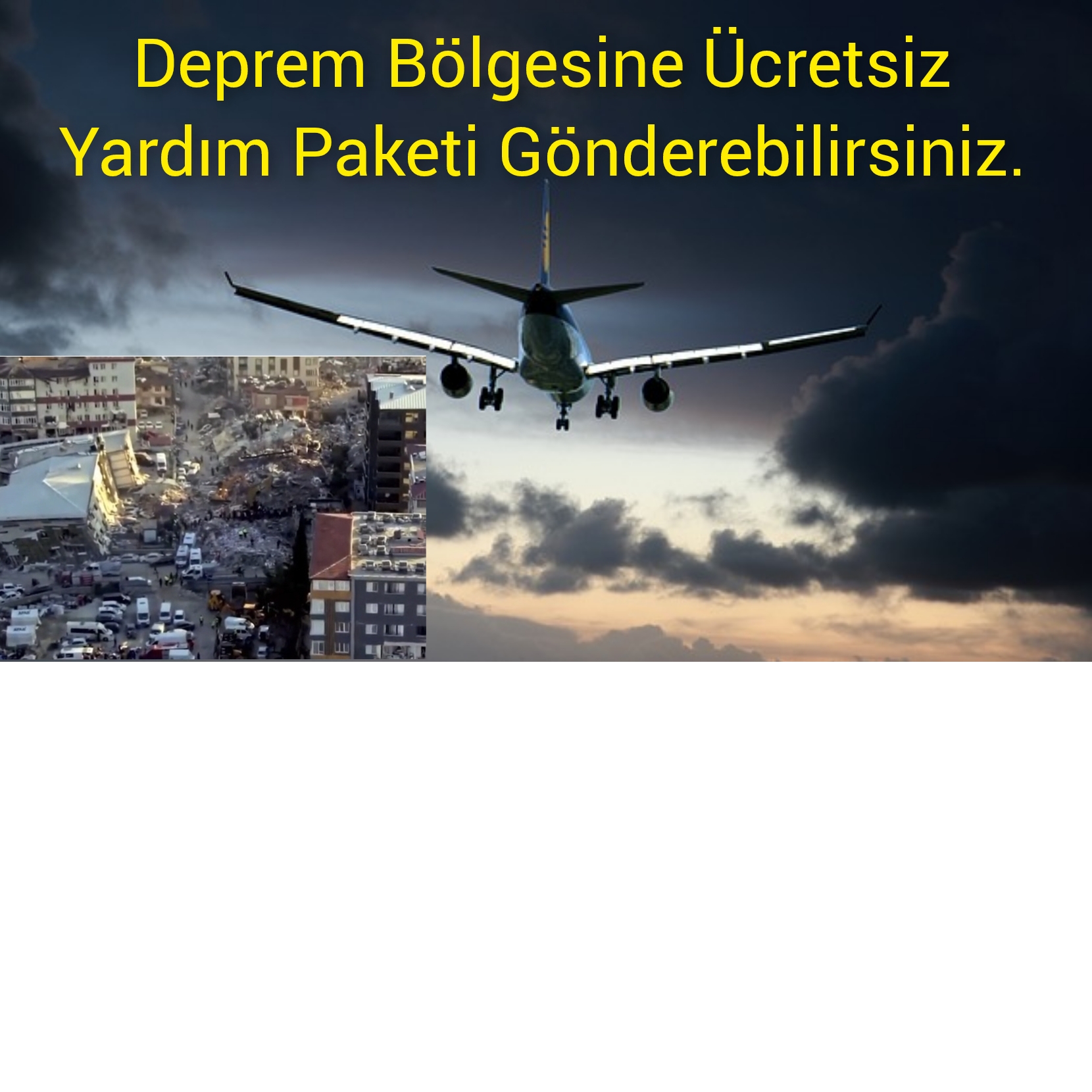 Deprem Bölgelerine Kargo İle Ücretsiz Yardım Kolisi Gönderimi.