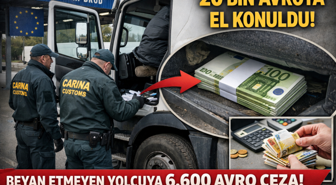 Sınır Kapısında Beraberindeki 20 Bin Avroyu Beyan Etmeyen Yolcuya 6 Bin 600 Avro Ceza Kesildi.