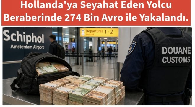 Hollanda’ya Seyahat Eden Yolcu Beraberinde 274 Bin Avro ile Yakalandı.