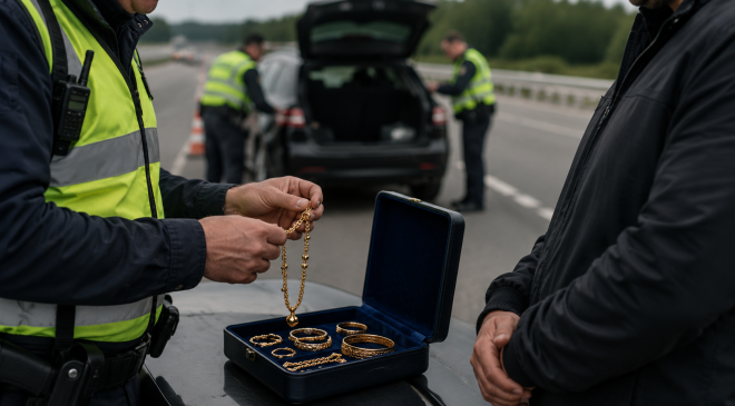 Türkiye’den dönen gurbetçi aileye, Almanya Otoyulunda 10 gram altın nedeniyle 463 avro ceza kesildi.