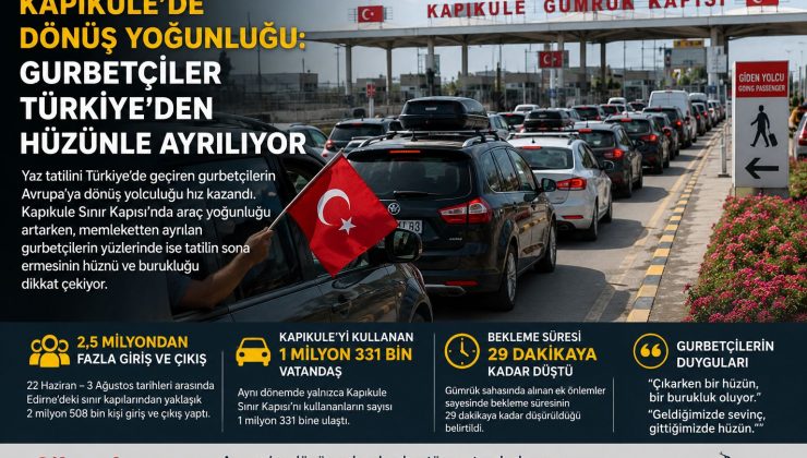 Kapıkule’de dönüş yoğunluğu başladı: Gurbetçiler memleketten hüzünle ayrılıyor