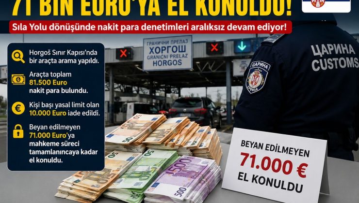 Sırbistan Horgoš Sınır Kapısı’nda 71 bin euroya el konuldu