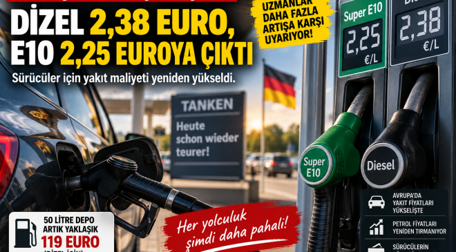 Almanya’da akaryakıt şoku: Dizel 2,38 euro, E10 2,25 euroya çıktı