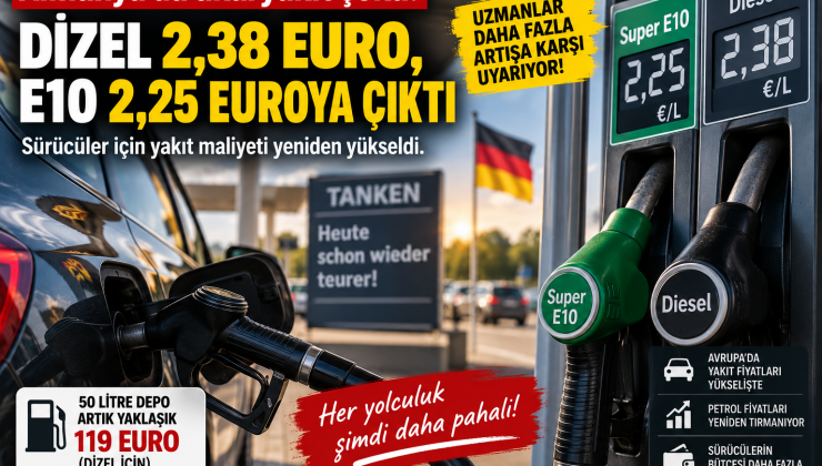 Almanya’da akaryakıt şoku: Dizel 2,38 euro, E10 2,25 euroya çıktı