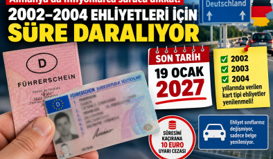 Almanya’da milyonlarca sürücü dikkat: 2002–2004 ehliyetleri için süre daralıyor