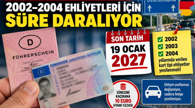 Almanya’da milyonlarca sürücü dikkat: 2002–2004 ehliyetleri için süre daralıyor