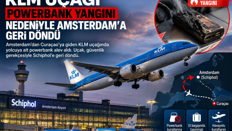 KLM uçağı powerbank yangını nedeniyle Amsterdam’a geri döndü