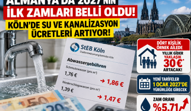 ALMANYA – KÖLN – 2027 YILININ İLK FİYAT ARTIŞLARI AÇIKLANDI: KÖLN’DE SU VE KANALİZASYON ÜCRETLERİ ARTIYOR!