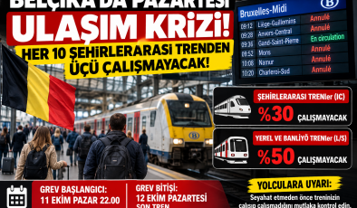 BELÇİKA’DA PAZARTESİ GÜNÜ ULAŞIM KRİZİ: HER ON ŞEHİRLERARASI TRENDEN ÜÇÜ ÇALIŞMAYACAK!