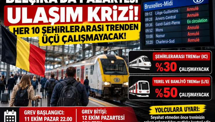 BELÇİKA’DA PAZARTESİ GÜNÜ ULAŞIM KRİZİ: HER ON ŞEHİRLERARASI TRENDEN ÜÇÜ ÇALIŞMAYACAK!